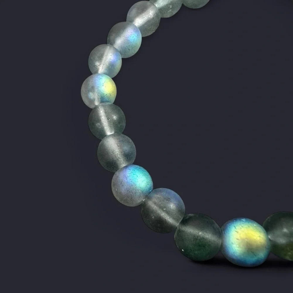 Gray Iridescent Glass Bead Bracelet